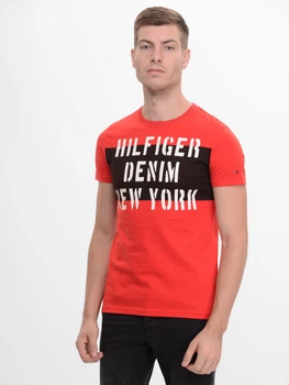 Футболка хлопковая длинная мужская Tommy Hilfiger 9039.4 XL Красная