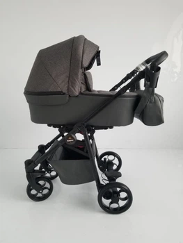 Детская коляска 2в1 Baby Pram Emmi Grey экокожа и текстиль