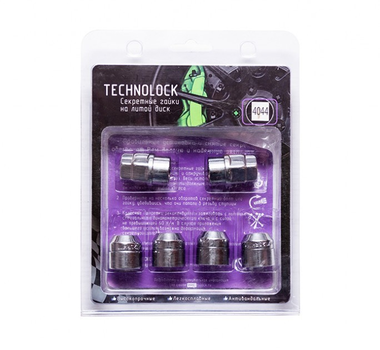 Секретные гайки на колеса Technolock М12х1.25х23 Конус хром антивандальное кольцо + 2 ключа