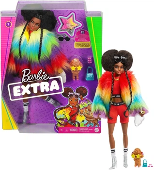 Кукла Barbie Extra Doll #1 Барби Экстра в накидке радужной расцветки (GVR04)