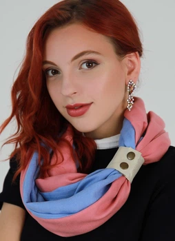 Шарф-снуд кашеміровий MyScarf зимовий one size рожево-блакитний