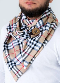Чоловічий Шарф "Единбург" великий MyScarf теплий one size бежево-коричневий в клітку