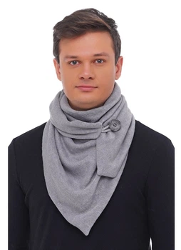 Шарф "Эдинбург" мужской большой MyScarf теплый серый на пуговице