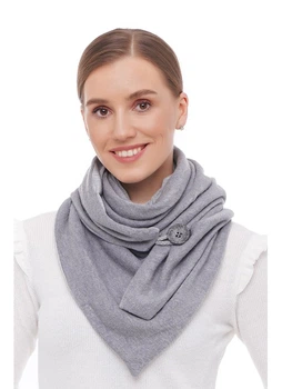 Шарф "Эдинбург" женский большой MyScarf теплый серый на пуговице