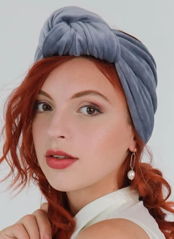Тюрбан MyScarf теплый one size серый велюровый