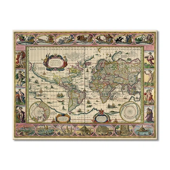 Винтажная карта Artel «Старинная карта мира географическая Америки» 1 модуль 80x120 см