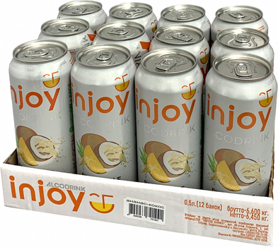 Упаковка слабоалкогольного напою InJoy Ананас Кокос 0.5 л х 12 шт. 6.7% (4820236720994)