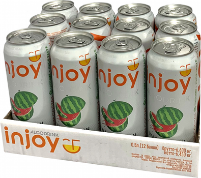 Упаковка слабоалкогольного напою InJoy Кавун Тонік 0.5 л х 12 шт. 6.7% (4820236720970)
