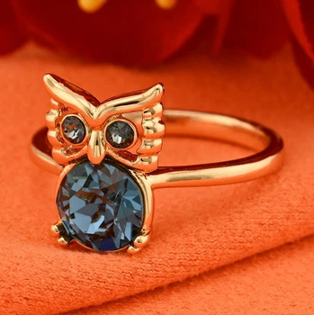 Кольцо Xuping с кристаллами Swarovski 83223 ширина 13 мм цвет джинсовой синий19