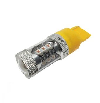 Светодиодная лампа 7440 T20 W21W W3x16d 80W 16 CREE 12V с обманкой Жёлтая Avtoexpect (74123)