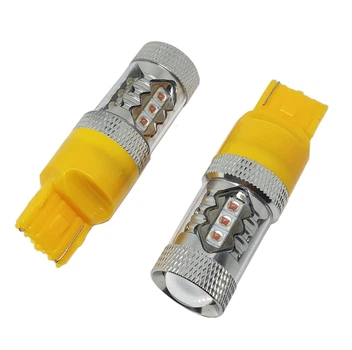 Светодиодная LED лампа в поворот красного фонаря 7440 T20 W21W W3x16d 80W 16 CREE 12V с обманкой Жёлтая Avtoexpect (74123)