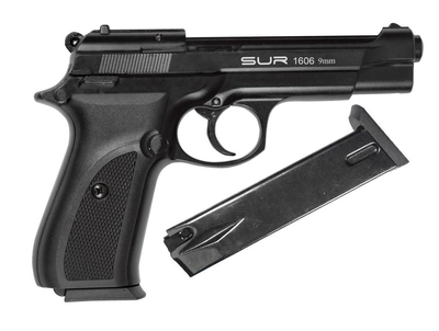 Стартовый пистолет SUR 1607 black с доп. магазином