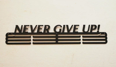 Медальница "E-Trophy" Never give up Стальная (черный)