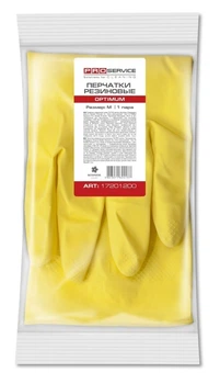 Перчатки латексные (M) хозяйственных PRO service Optimum желтые 1 пара (17201200) 100 пар / ящ