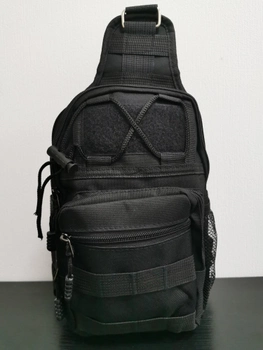 Тактическая мужская однолямочная нагрудная сумка через плечо черная