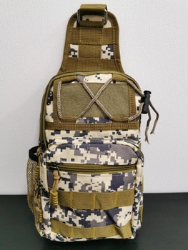 Тактична армійська нагрудна однолямочная чоловіча сумка через плече камуфляжна
