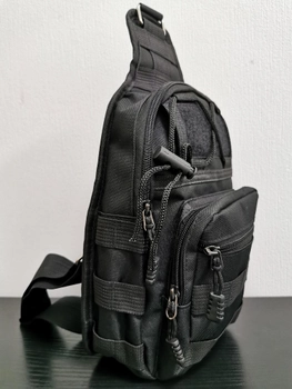 Тактическая мужская однолямочная нагрудная сумка через плечо черная