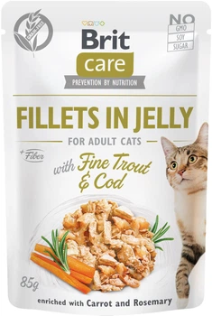 Mokra karma dla kotów BRIT Care z dorszem i pstrągiem w galaretce 85 g (8595602540587)