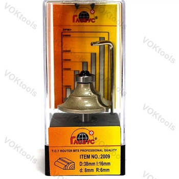 Фреза ГЛОБУС 2009 кромочная фигурная с нижним подшипником d8 D38 h16 R6