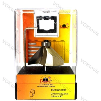 Фреза ГЛОБУС 1024 d8 D48 h22.5 O45 кромочная конусная с нижним подшипником