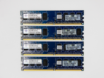 Оперативная память Nanya 4Gb (4*1Gb) DDR2 800MHz PC2-6400 CL6 (NT1GT64U88D0BY-AD) Refurbished