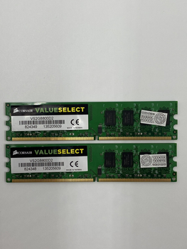 Оперативная память Corsair DIMM 4Gb (2*2Gb) DDR2 2Gb 800MHz PC2 6400U CL6 (VS2GB800D2) Б/У