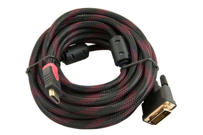 Кабель HDMI тато - DVI тато 1.5 м 24 PIN 24+1 DVI-D обплетення 00809
