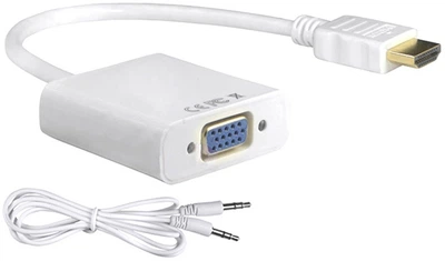 Конвертер Voltronic HDMI (папа) на VGA (мама) 10 см, White, 4K/2K, Пакет + AUDIO Q250 (2000000086323)