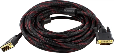 Кабель Merlion Dvi-Dvi 5.0 м, 2 ферита, оплетка, 24/24pin, (Пакет), Q80 Black/Red (2000000061801)