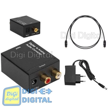 Аудио конвертер / декодер звука с цифрового digital оптического SPDIF Toslink в аналоговый 2.0 RCA тюльпаны стерео переходник