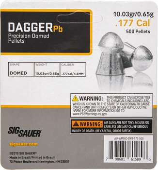 Кульки Sig Sauer Dagger 0.65 г, 500 шт., кал. 4.5 мм (.177) (AIR-AMMO-DPB-177)