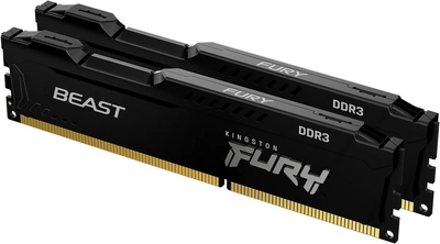 Оперативна пам'ять Kingston Fury DDR3-1866 8192 MB PC3-14900 (Kit of 2x4096) Beast Black (KF318C10BBK2/8)
