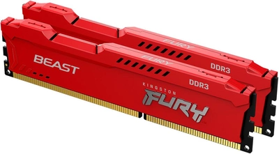 Оперативная память Kingston Fury DDR3-1866 8192MB PC3-14900 (Kit of 2x4096) Beast Red (KF318C10BRK2/8)