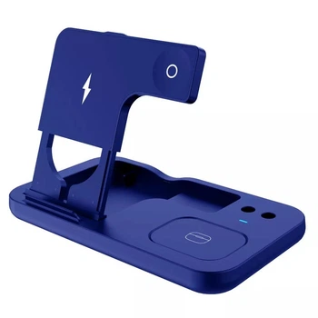 Беспроводная док-станция Fast Charge 15W 4в1 для iPhone/ Android/Apple Watch/ AirPods Blue