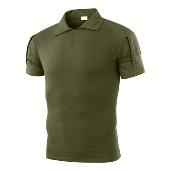 Тактическая футболка с коротким рукавом Lesko A416 Green S мужская на змейке с карманами камуфляжная убокс (F_4251-15827)