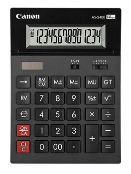 Калькулятор Canon AS-2400 Black (4585B001); настольный, 14-разрядный, литиевая + солнечная батарея (двойное), 198 x 140 x 34 мм