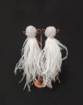 Серьги из перьев Ksenija Vitali White SP-00013