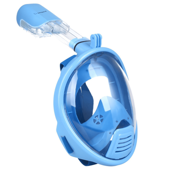 Маска для плавания детская Seagard Easybreath-II XS с 4 клапанами и креплением для камеры полнолицевая панорамная сферическая линза с обзорностью 180° Синяя
