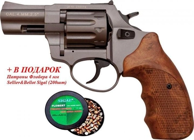 Револьвер под патрон Флобера STALKER Titanium 2.5"" коричн. рук. + в подарок Патроны Флобера 4 мм Sellier&Bellot Sigal (200 шт)