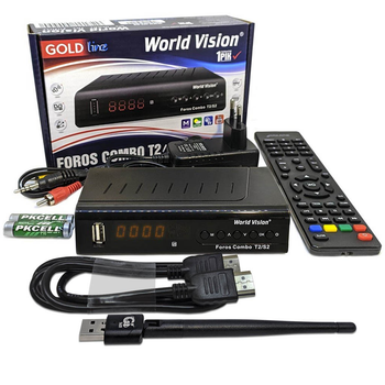 Комплект: ТВ-ресивер World Vision Foros Combo T2/S2/C + USB Wi-Fi + HDMI