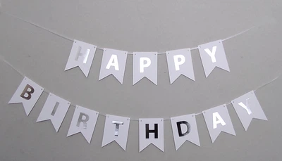 Паперова гірлянда Star хром "Happy Birthday" 2м срібний 3625