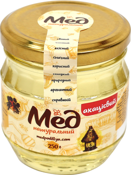 Мед натуральный Мед Поділля Акациевый 250 г х 4 шт (4820096060155)