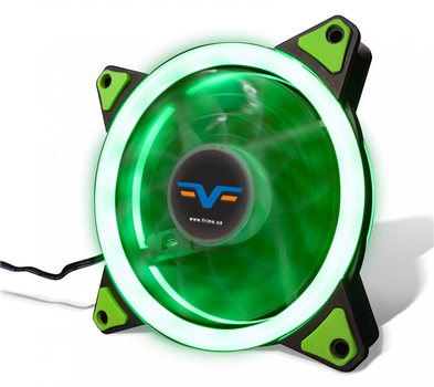 Вентилятор Frime Iris LED Fan Double Ring Green (FLF-HB120GDR); 120х120х25мм, 3-pin+4-pin