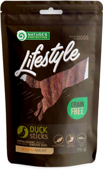 Лакомство для собак, сушеная утка, полоски, Nature's Protection Lifestyle Snack For Dogs Duck Sticks 75 г (SNK46127) (4771317461278)