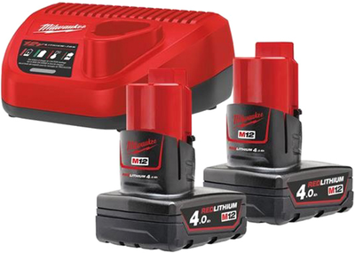 Энергокомплект Milwaukee M12 NRG-402 (Зарядное устройство для инструмента + 2 Аккумулятора для инструмента 4 А*ч) (4933459211)