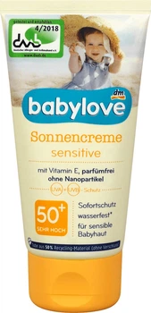 Сонцезахисний крем для чутливої шкіри SPF 50 babylove, 75 мл