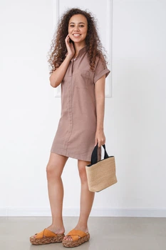 Женское льняное платье Fashion Girl "Avrora" 42-44 капучино