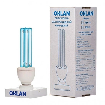 Кварцевая-бактерицидная БЕЗОЗОНОВАЯ лампа OKLAN OBK-15