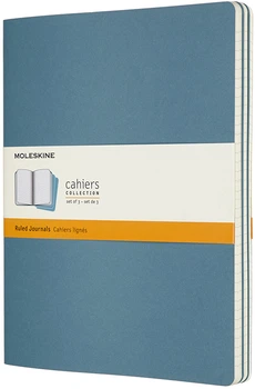 Набор записных книг Moleskine Cahier 19 x 25 см 3 шт по 120 страниц в линейку Голубой (8058647629605)