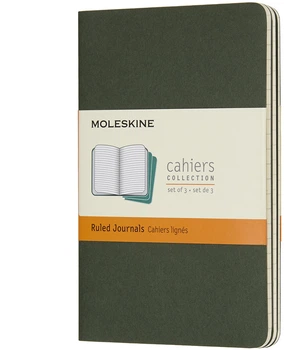 Набор записных книг Moleskine Cahier 9 x 14 см 3 шт по 64 страницы в линейку Зеленый (8055002855211)